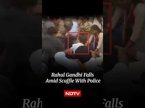 INDIA Bloc Protest: Rahul Gandhi Falls Amid Scuffle With Police In Delhi