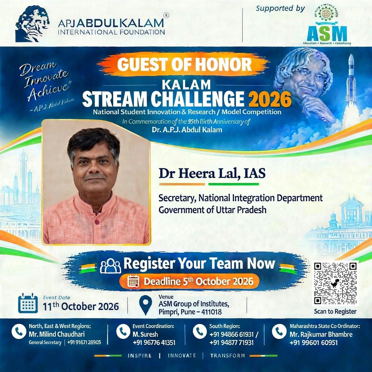 Today in as Guest to inspire, motivate innoators, startups of space technology from 16 states of India on 95th Birthday Anniversary of Dr APJ Abdul Kalam which is on 15th of this month.