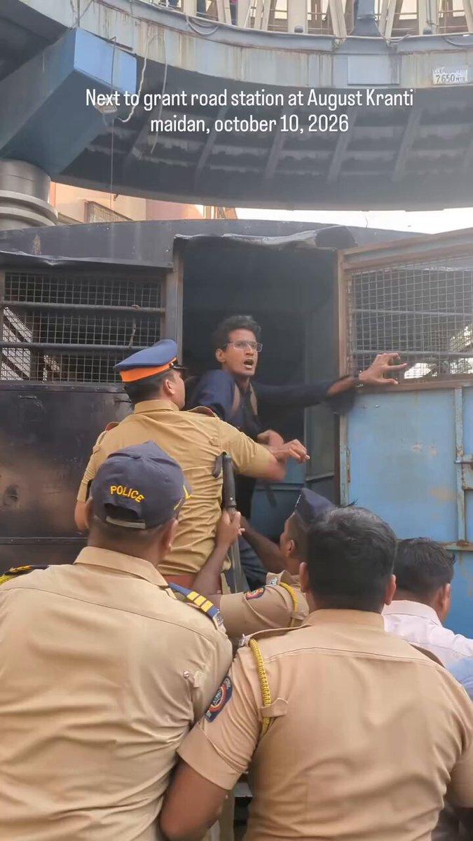 RT by @SmitaChaudhari7: Mumbai, Oct 10, 2026: Mumbai Police use force to detain protesters, raising concerns over the right to dissent.