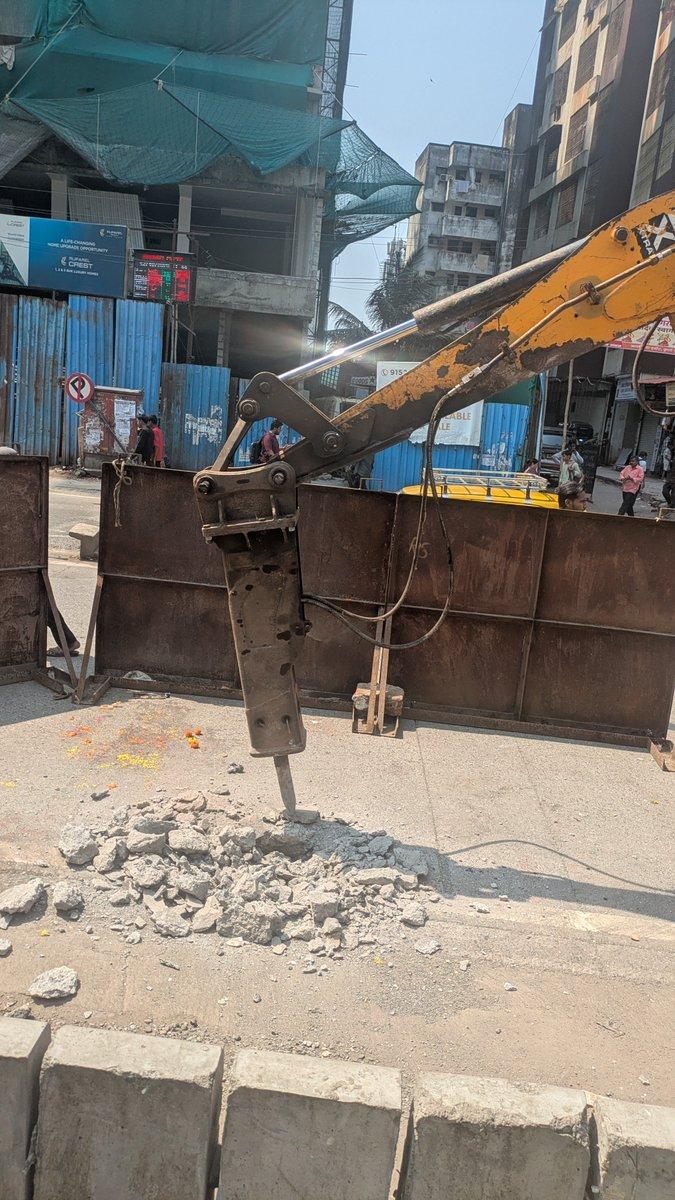 RT by @gmk_86: Digging concretised road outside Kurla east station.