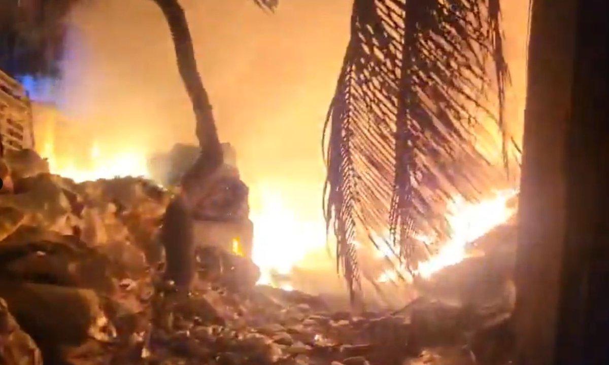 A massive fire broke out at a plastic warehouse in Balapur’s Nabiil Colony, Hyderabad. Thick smoke and reportedly exploding chemical drums triggered panic. Firefighters rushed to control the blaze. No