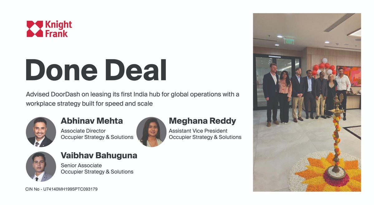 Knight Frank India advised on a fast-track lease structure that built future expansion flexibility into the deal, supporting @DoorDash plans to scale its Global Operations Hub from 600 to 3