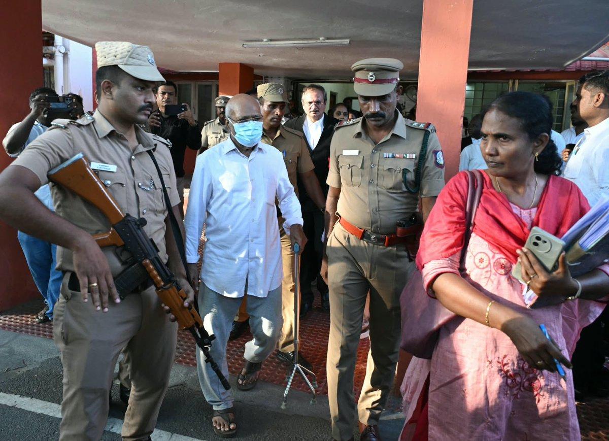 founder R. , the prime accused in cases of sexual assault of minor girls over a period of years, while being produced at the special POCSO court in on Wednesday. 📸: B.