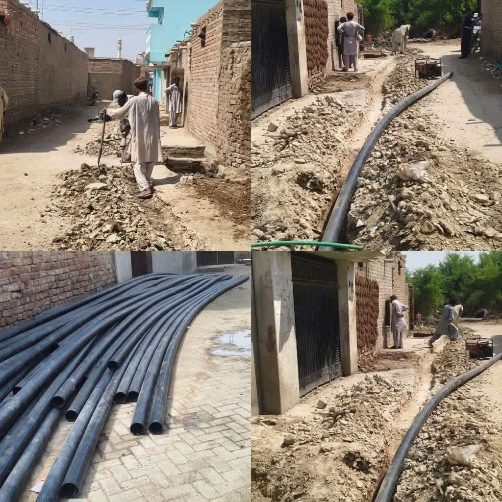 Hyderabad | PS-60, UC-3 Water supply line work is progressing rapidly in Goth Saleha Bughul through the efforts of Jam Khan Shoro, Mayor Kashif Ali Shoro, and Bilal Shoro, under Bilawal Bhutto Zardari