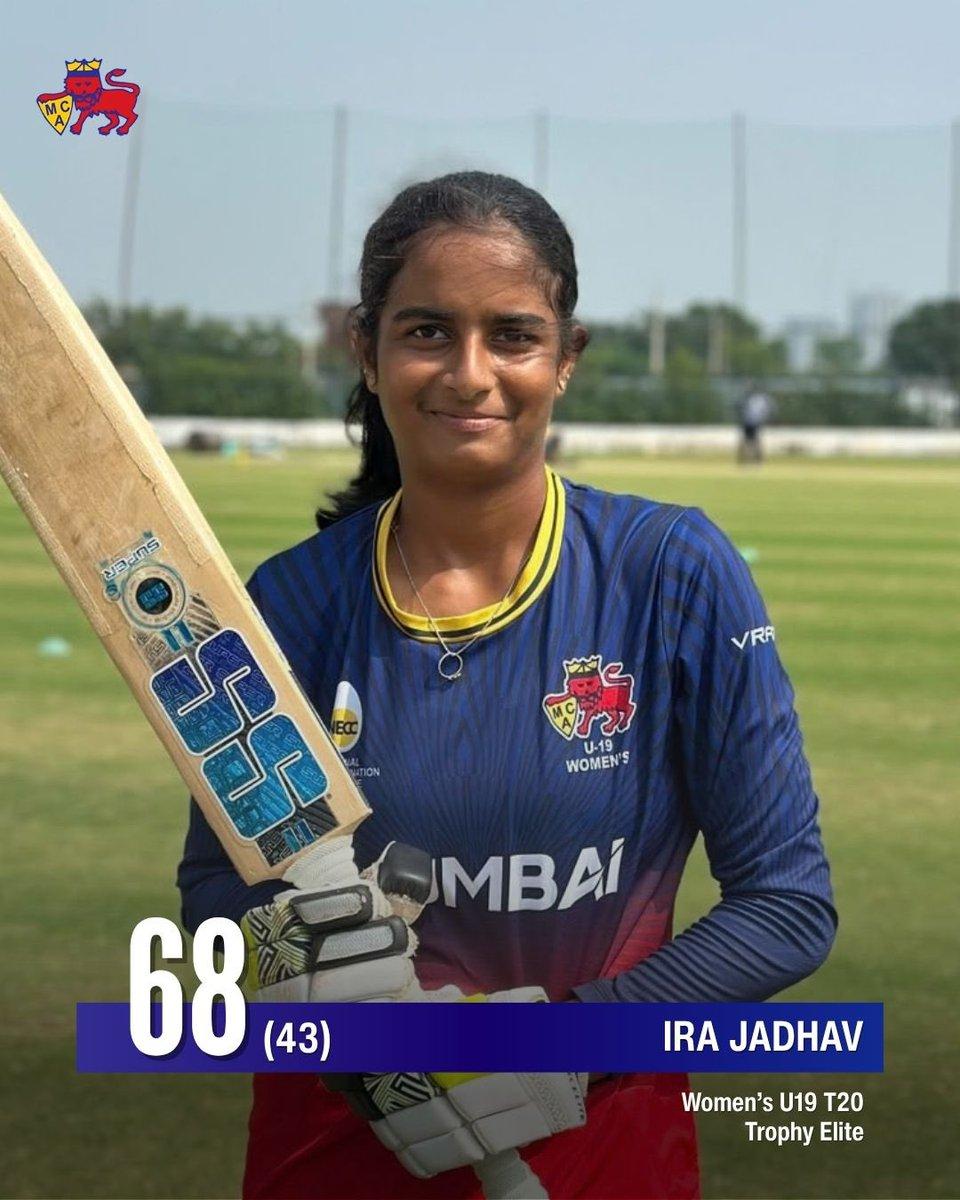 Ira Jadhav delivered an outstanding performance in the Women’s U19 T20 Trophy Elite against Rajasthan. 68 Runs off 43 Balls 🔥