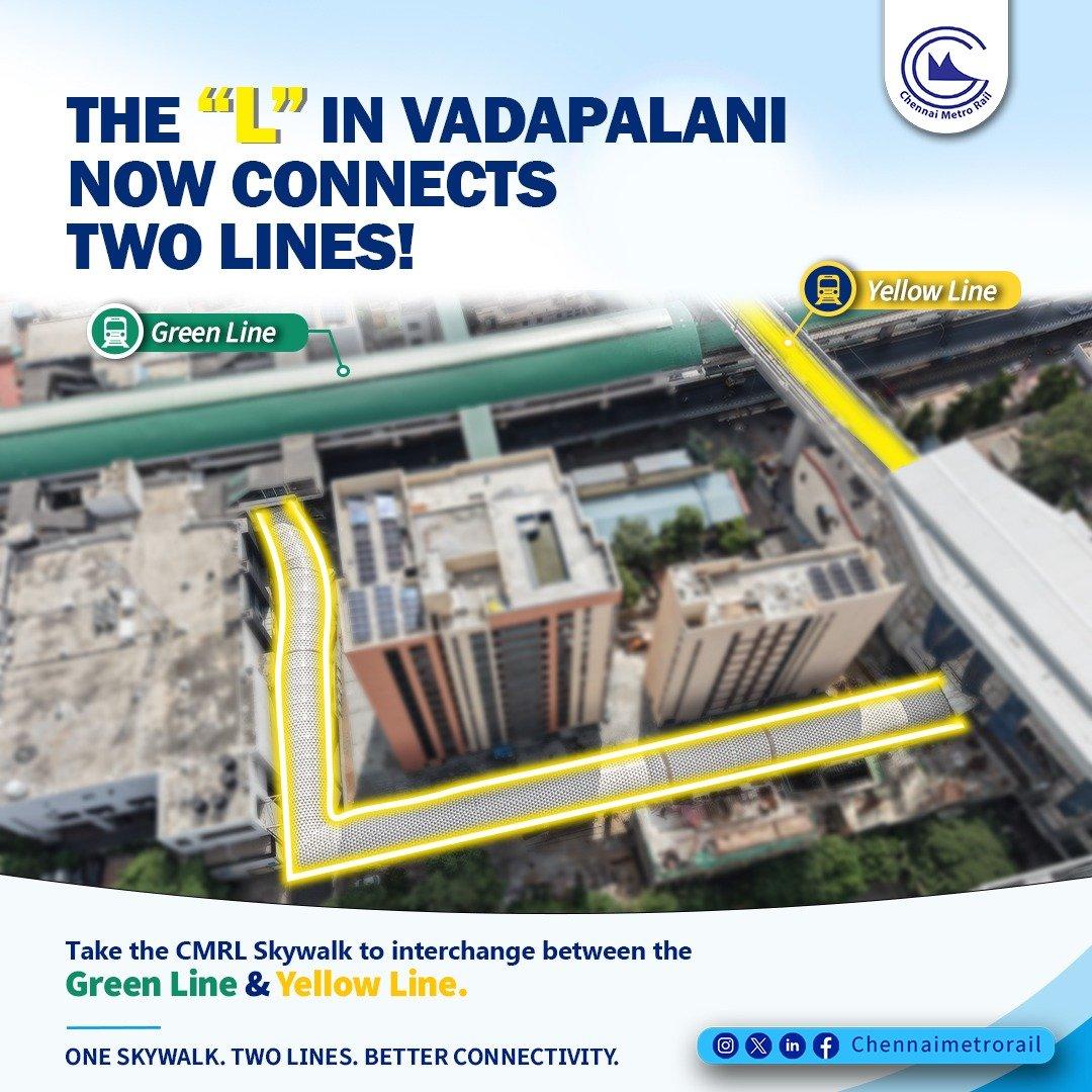 RT by @Saravana_84: ♨️♨️ Chennai Metro - Yellow & Green line♨️♨️ : Metro Station will be switching station between Green line and brand new Yellow line - "L" Shaped skywalk in Vad